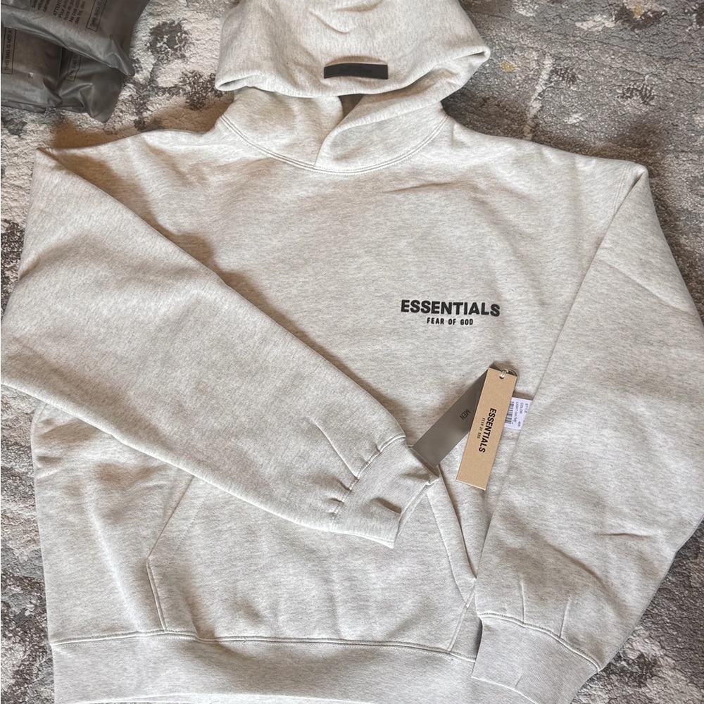 BRAND NEW Fear of God Essentials LIGHT OATMEAL Hoodie SWEATSHIRTS